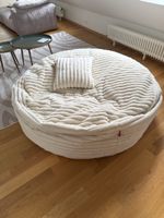 Gemütliches Sitzsack-Sofa, Cremeweiss, Cord, 140cm
