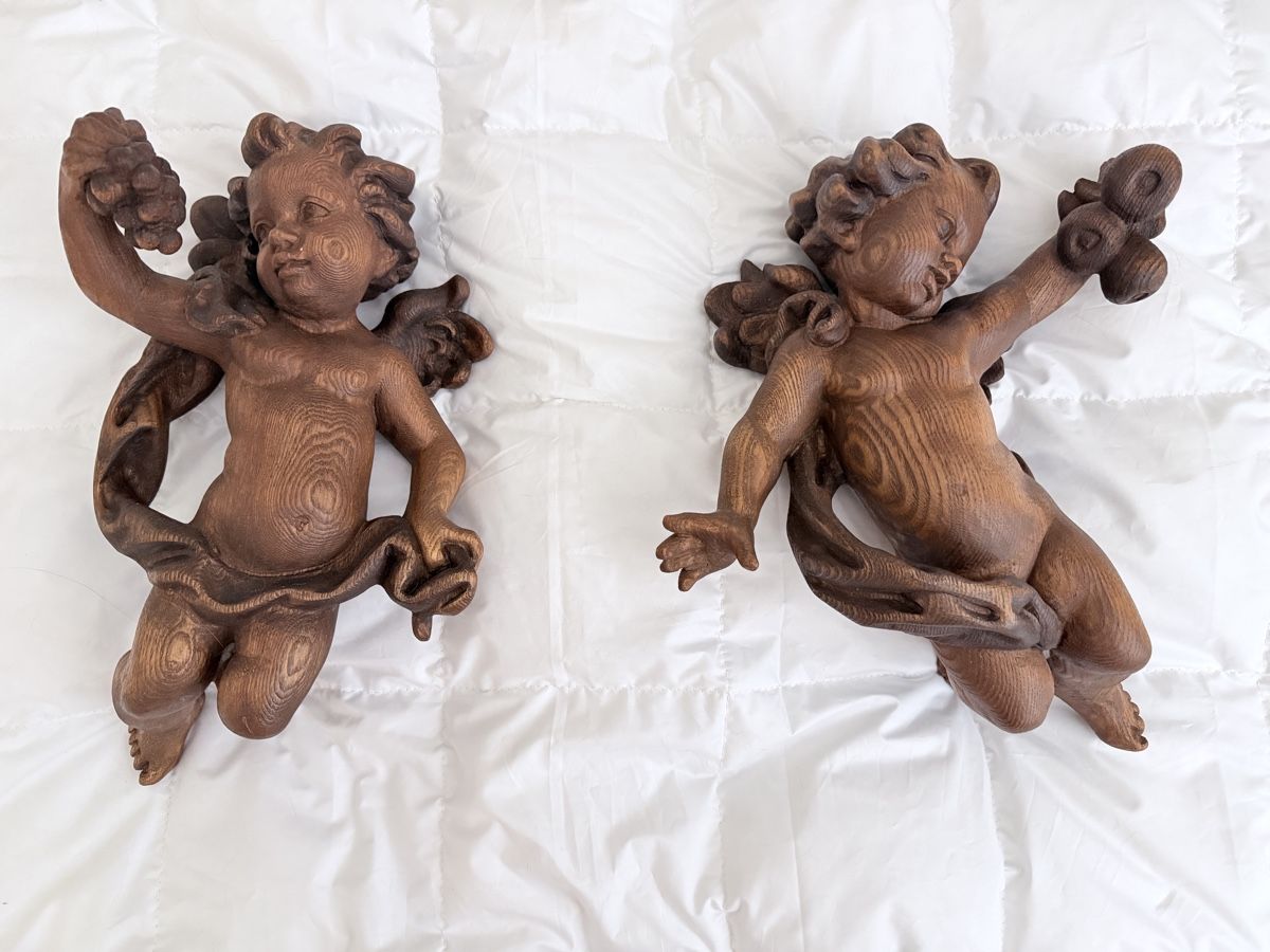 Statuette: Engel / Putten Holz geschnitzt – Usato da Basel venduto da guardianfairy