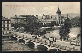 Zürich, Strassenbahnen auf der Brücke 