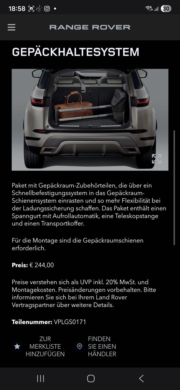 Land Rover Accessori per altri veicoli: Gepäckhaltesystem Landrover/Range Rover – Usato da Reichenburg venduto da ibiza18