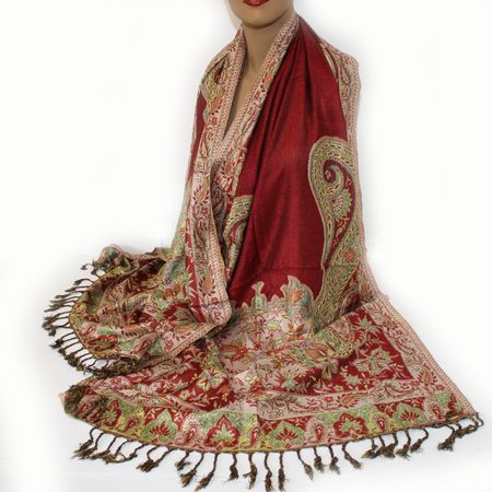 Damenschal Schal Viskose Paisley Pashmina 200x70 Rot 508