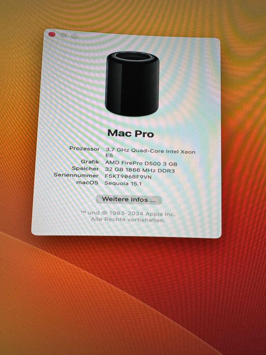 Apple PCs: Mac Pro  mit Sequoia 15.1 – Gebraucht aus Adliswil von Busys 2