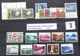 Pro Patria Serien 1952,1954 und Eiinzelne postfrisch