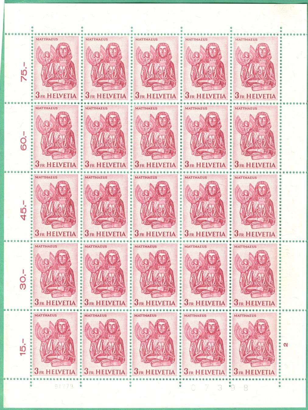Tutti i francobolli: Bogen  1961  Mattaueus    3 Fr. Evangelisten    postfrisch – Nuovo (secondo la descrizione) da Mellingen venduto da Ginger