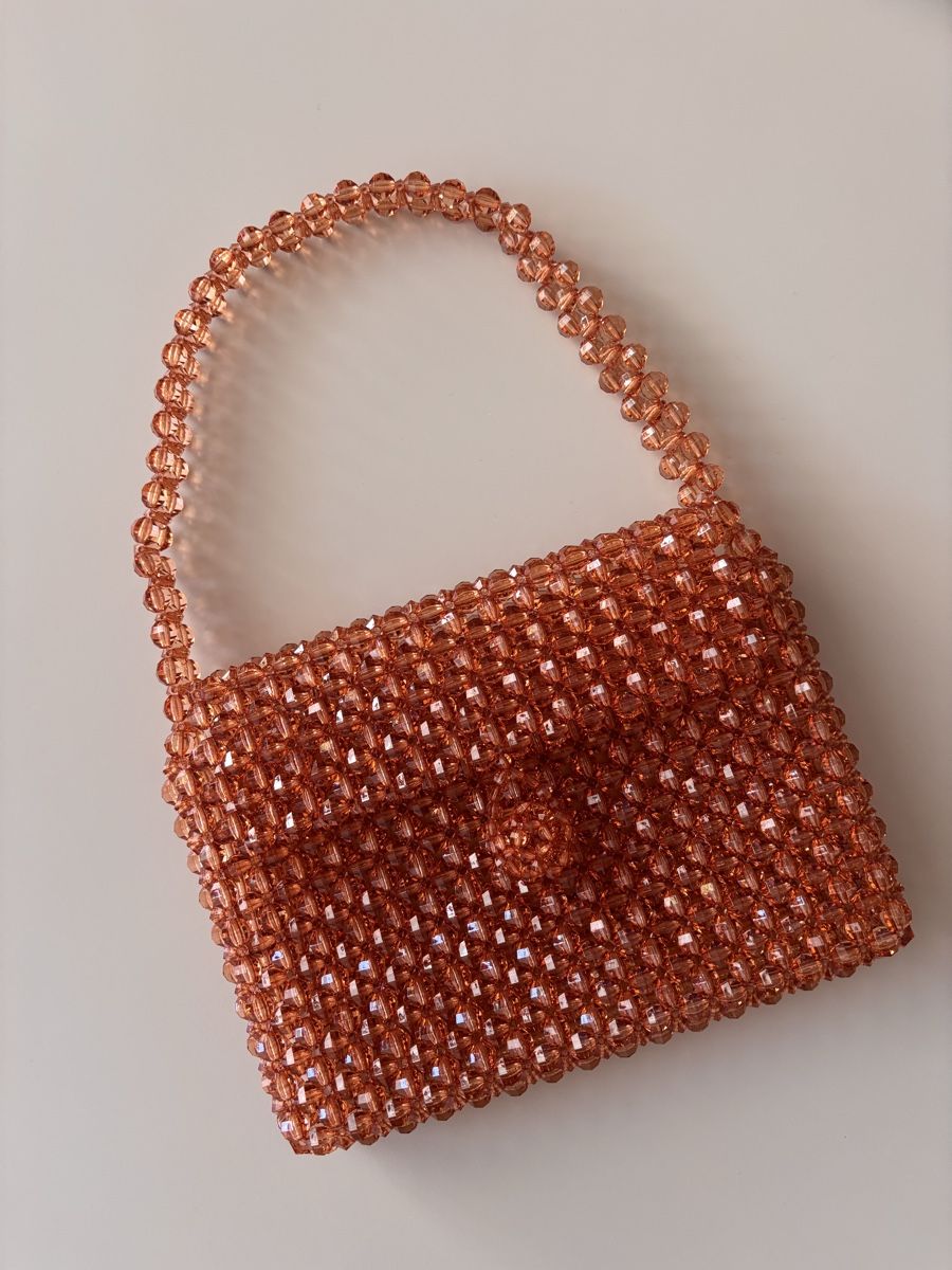 Taschen für Damen: Handmade Perlen-Handtasche, Orange/Braun – Neu (gemäss Beschreibung) aus Horgen von tha_h6cv