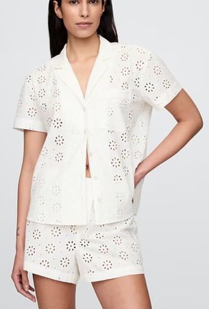 Broderie Anglaise Weiss Summer Pyjama, Grösse S, Top Zustand