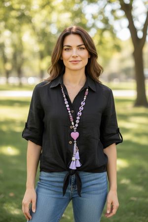 Damen Leinen Tunika Hemd Bluse schwarz m l xl T 