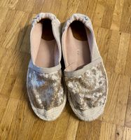 Espadrilles Halbschuhe Schuhe Glitzer Beige Rosa Gold Gr. 38