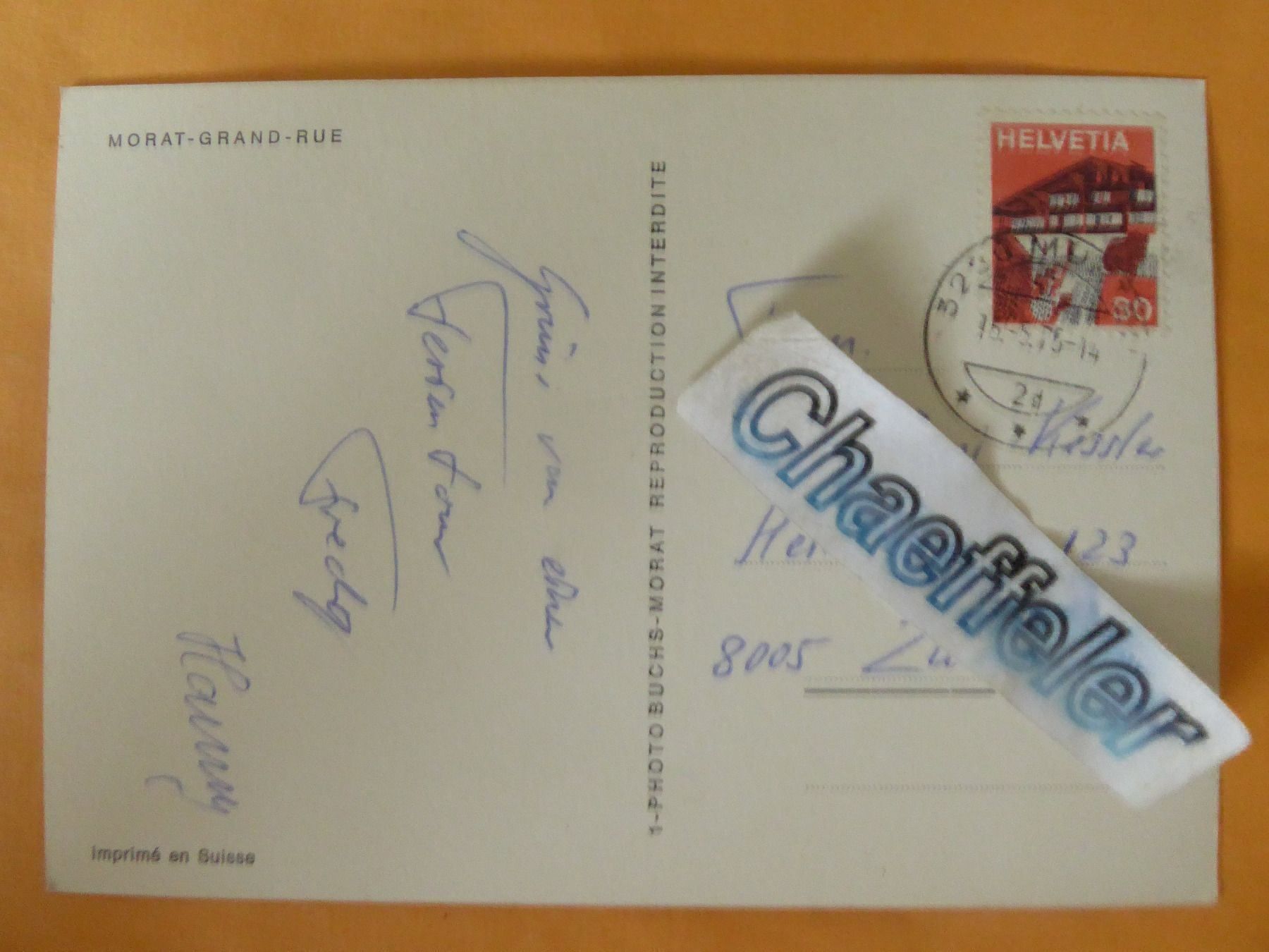 Ansichtskarten: 1975 Morat - Grand - Rue – Gebraucht aus Zürich von Chaeffeler 1