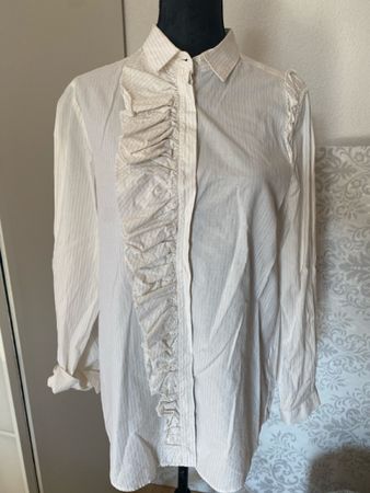 AGLINI Bluse weiss gold gestreift Grösse 38/40