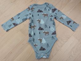 Langarmbody Gr. 68 - Elch & Wald Motiv
