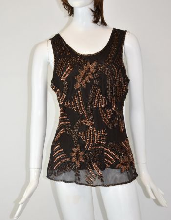 Pailletten glitzerperlen Top Cocktail /Party/braun/Gr.42/neu
