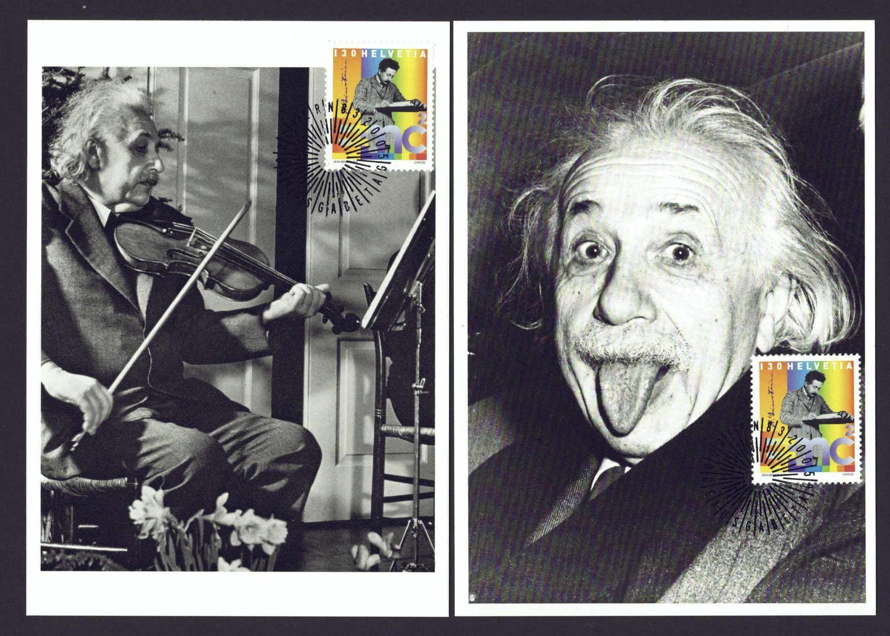 Tutti i francobolli: 4 MK 2001/04/05, Einstein, Rose und Ferkel – Usato da Basel venduto da Pfefferschootte