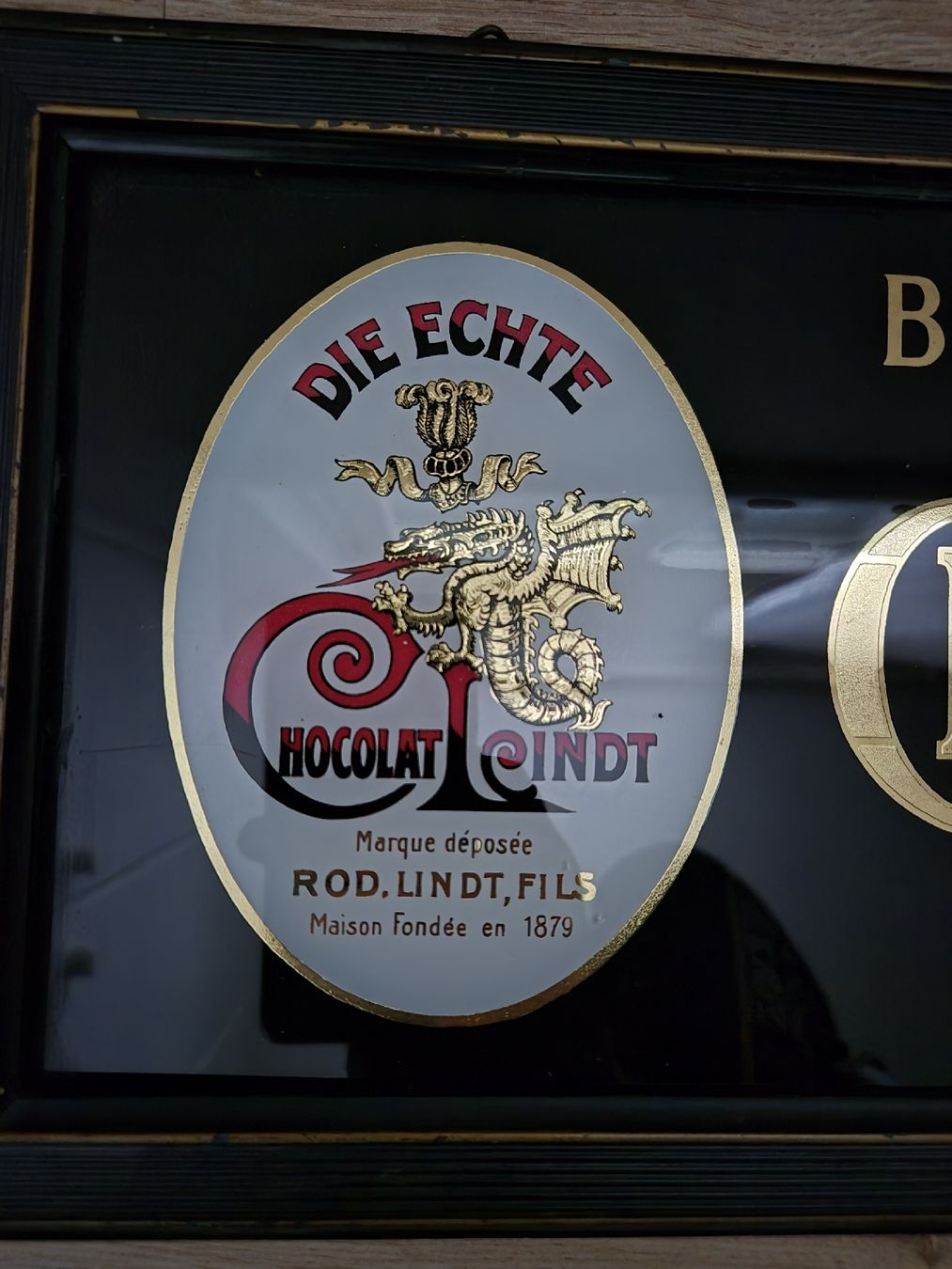 Lindt Insegne: Hinterglas  Lindt Sprüngli Werbung  kein Emailschild – Usato da Neuenkirch venduto da etaner62 1