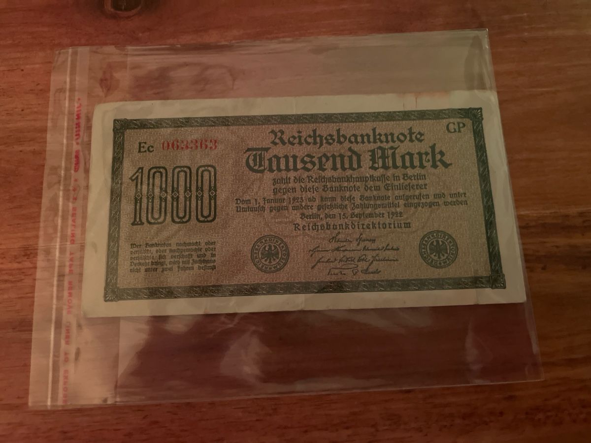 Banknoten: Banknote Deutschland 1922 – Gebraucht aus Dietikon von Ute7092 1