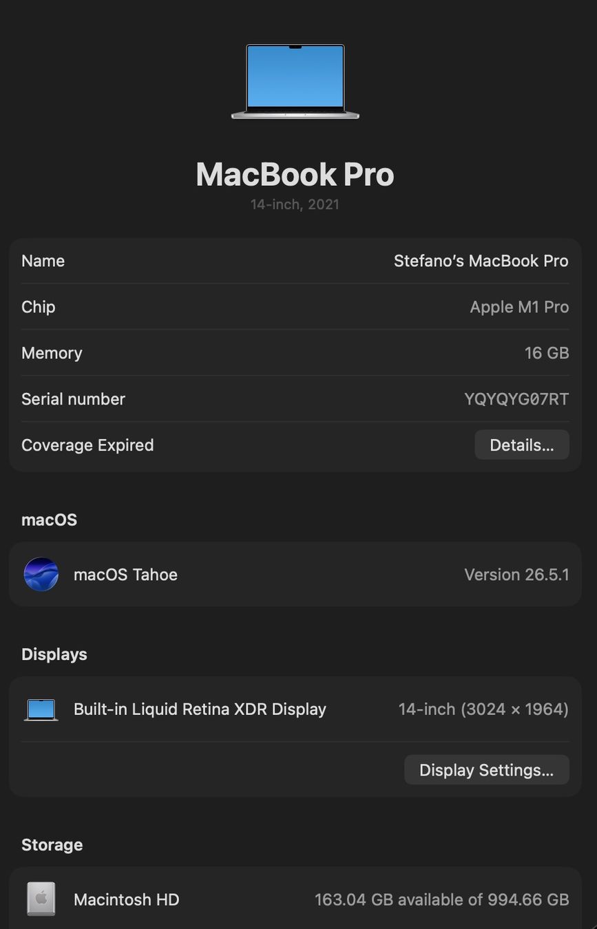 Apple Notebook: Apple MacBook Pro M1 Pro 14" Silber – Usato da Castel San Pietro venduto da Steex33 7