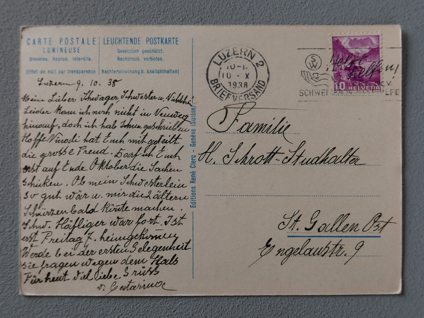 Cartoline postali: ALTE ANSICHTSKARTEN «LEUCHTENDE POSTKARTE» – Usato da Balgach venduto da Zwischenraum 6