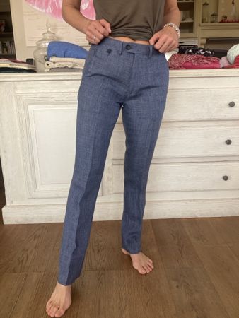 Leinenhose Damen Sommerhose, Gr. 48, Blau, Neuwertig!