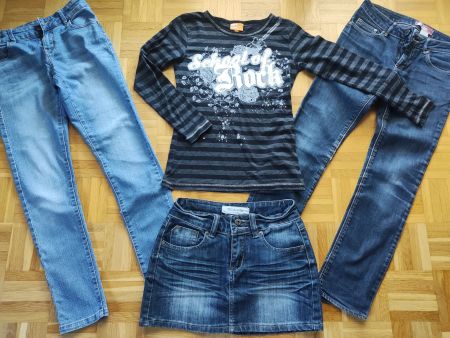 Mädchen Sweatshirt und Bluejeans 152