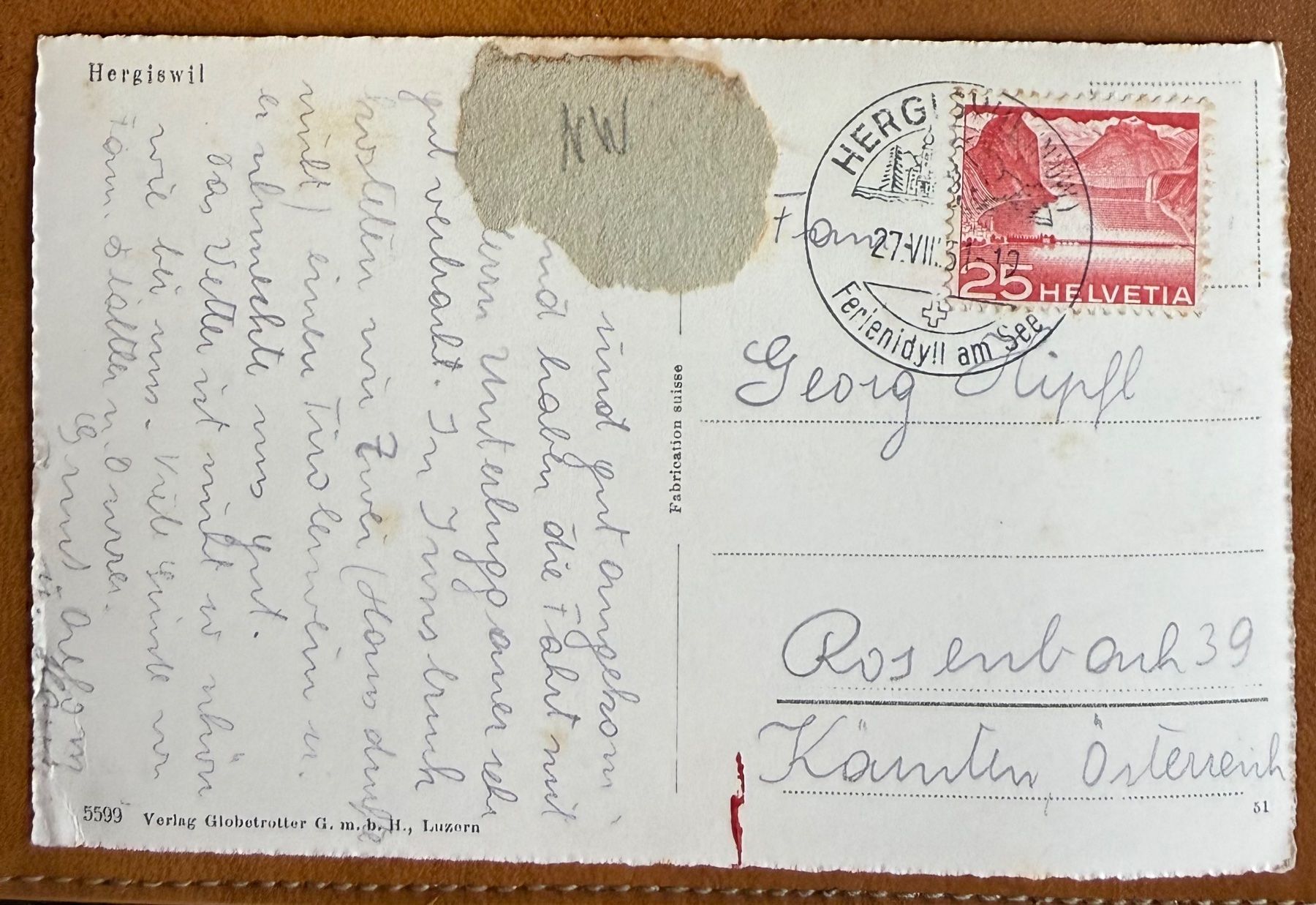 Cartoline postali: Hergiswil - 1951 – Usato da Lutry venduto da Ediego 1