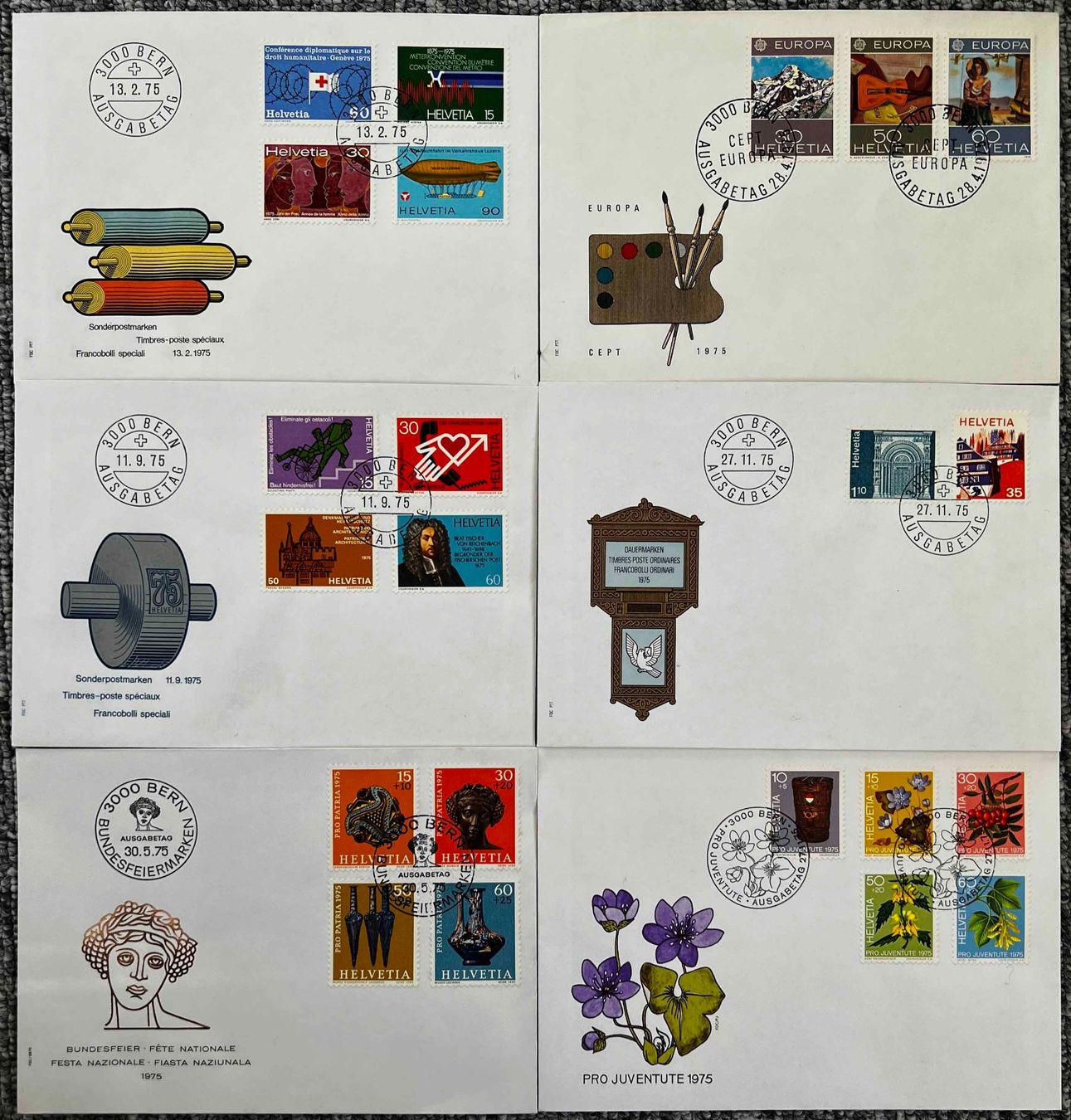 Tutti i francobolli: 1975 Alle Ausgaben FDC – Usato da Arlesheim venduto da gaugi43