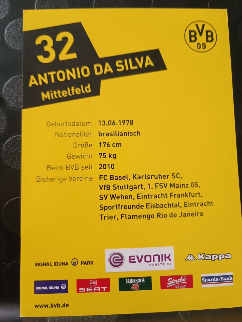 Autografi: Antonio da Silva - handsigniert BVB - Borussia Dortmund – Usato da Menziken venduto da Artographs 1