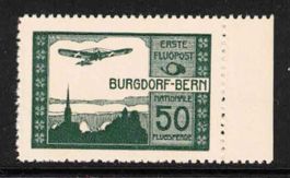 1913 Flugpost Vorläufer IV Burgdorf, weisses Papier **, Att.