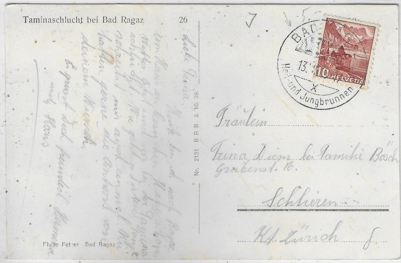 Cartoline postali: Taminaschlucht bei Bad Ragaz – Usato da Ettingen venduto da Kartenplanet 1