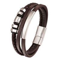 ARMBAND HERREN LEDER EDELSTAHL