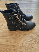 Schöne Stiefeletten Gr. 37 - Schwarz mit goldigen Nieten