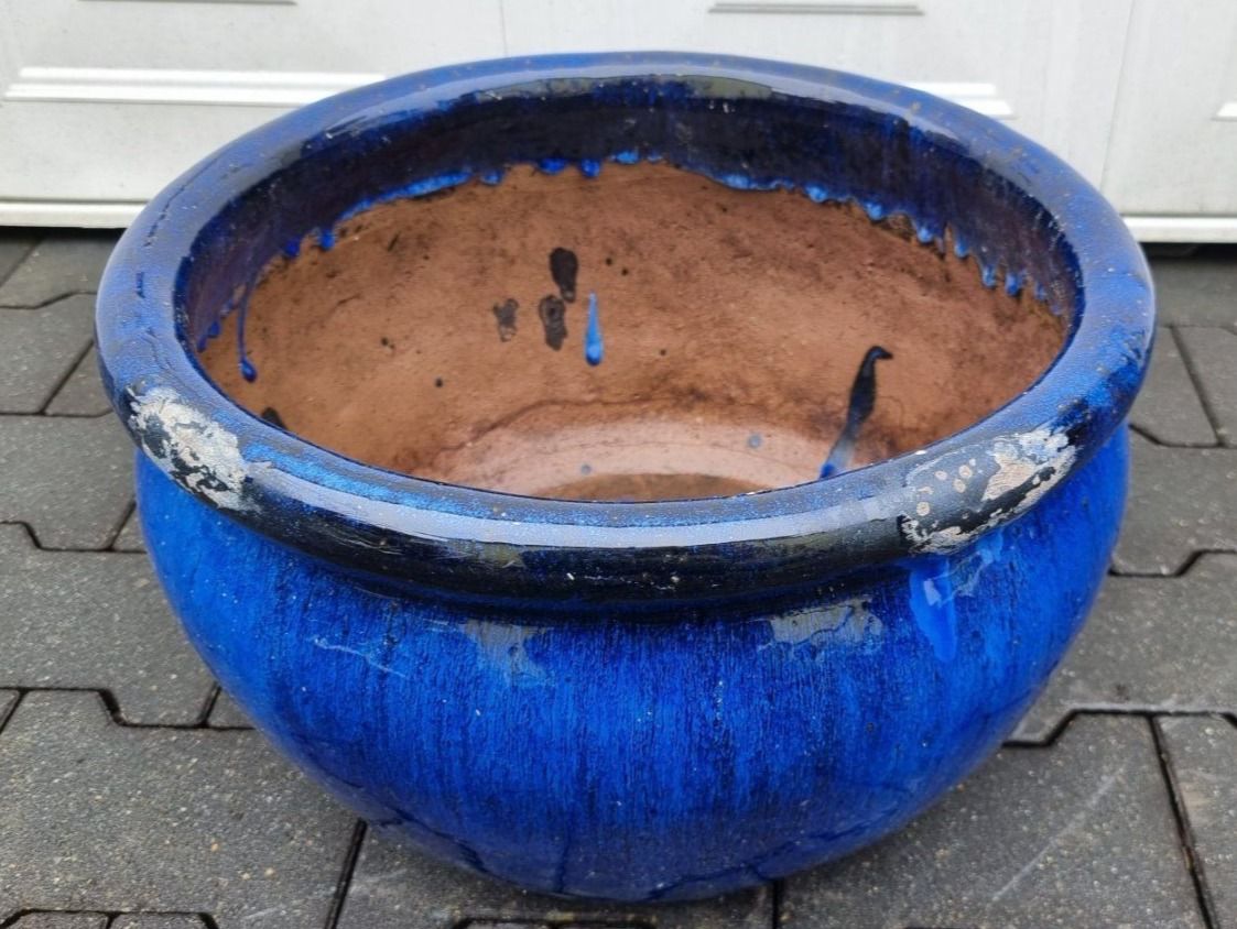 Blumentöpfe: Schöner grosser blau Glasierter Übertopf – Gebraucht aus Lotzwil von  5