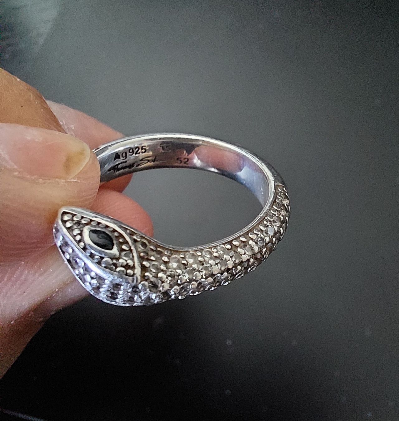 Thomas Sabo Anelli: Thomas Sabo Silberring Schlangen Design Grösse 52 – Usato da Horgen venduto da prinza 2