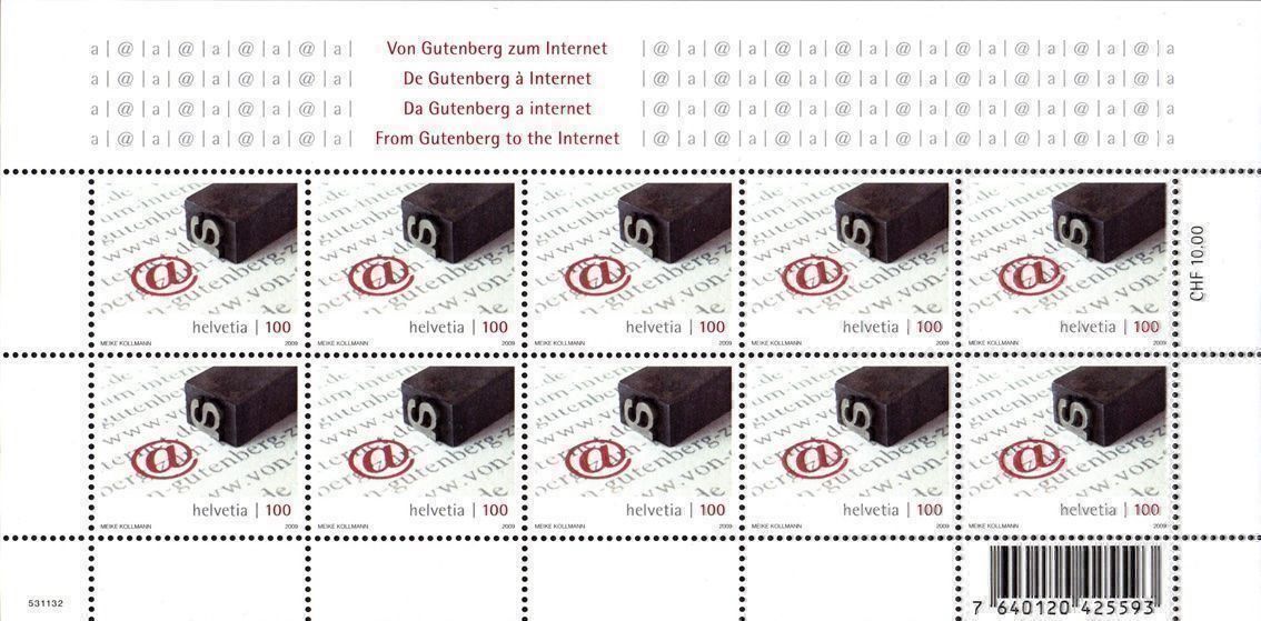 Tutti i francobolli: Kleinbogen Von Gutenberg zum Internet** – Nuovo (secondo la descrizione) da Dottikon venduto da haeusibuh5