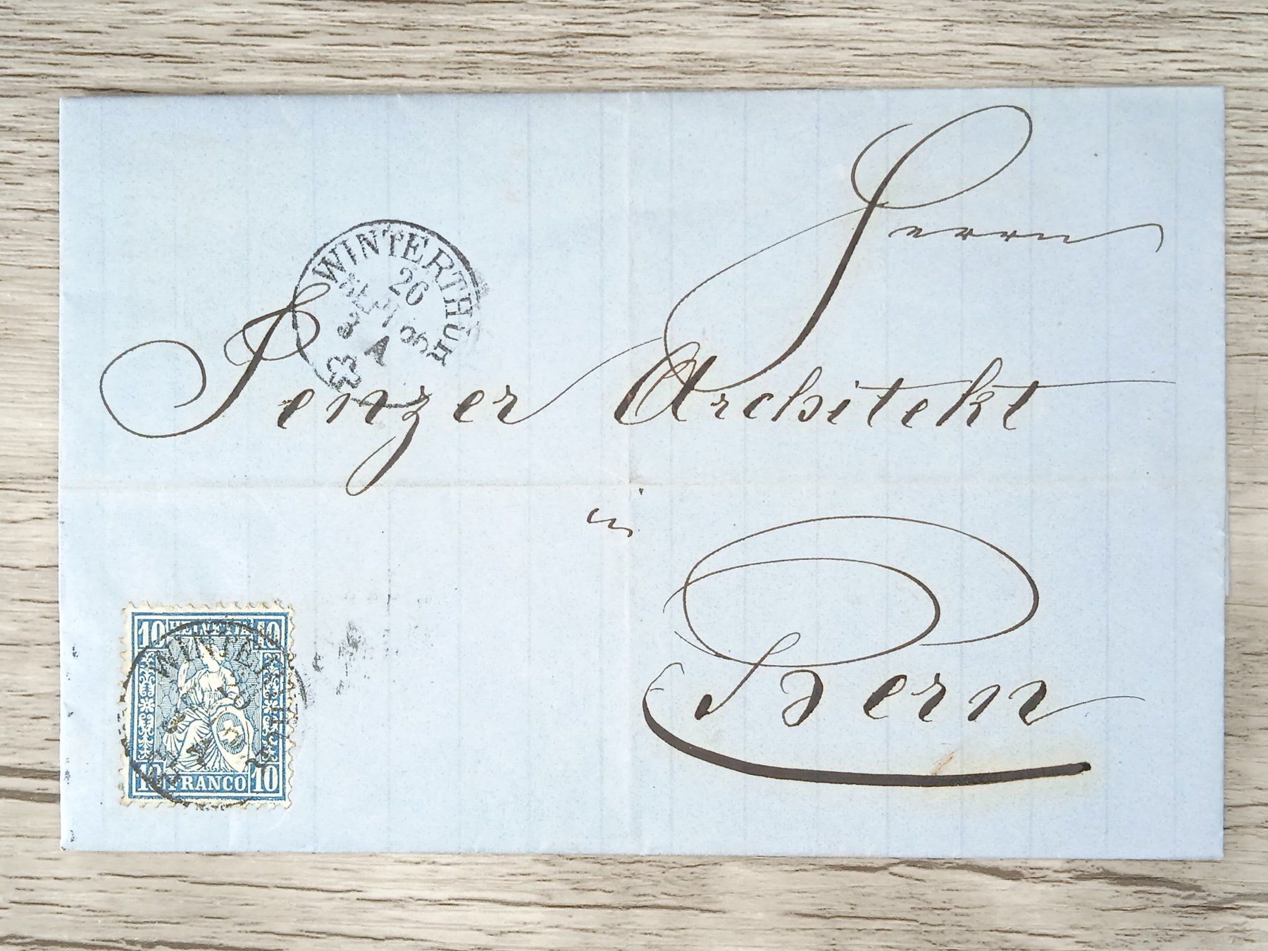 Tutti i francobolli: TR04 Enveloppe + Timbre Suisse 18xx – Usato da Cousset venduto da Patrick_Collections
