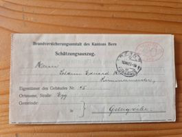 CH-Schätzungsauszug Brandversicherung Bern 1927 gem.Bilder