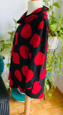 Tunique originale noire à pois rouges t.M oversize Lagenlook