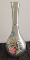Handbemalte Blumenvase aus Glas, Vintage Design Deko 34 cm