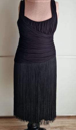 Elegantes, schwarzes Fransenkleid Michael Kors