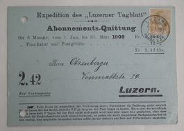 1909 Luzern Abo Quittung Luzerner Tagblatt