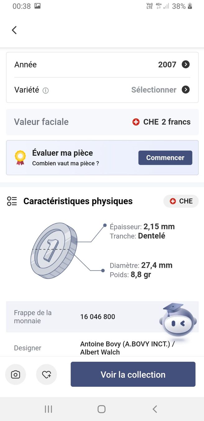 Tutti le monete: Pièce rare 2 francs suisses 2007 – Usato da La Chaux-de-Fonds venduto da Marteaux 2