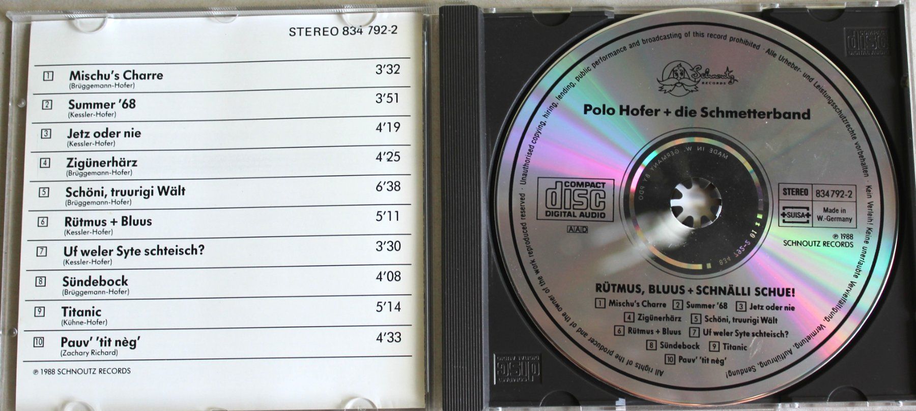 CDs: Polo Hofer und Schmetterband / Rütmus, Blus + schnälli Schue – Gebraucht aus Worblaufen von Cookie23 1
