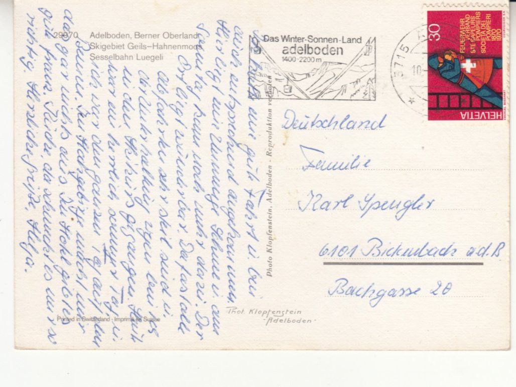 Ansichtskarten: Geils Hahnenmoos 1970 – Gebraucht aus Bürglen TG von StampGraf 1