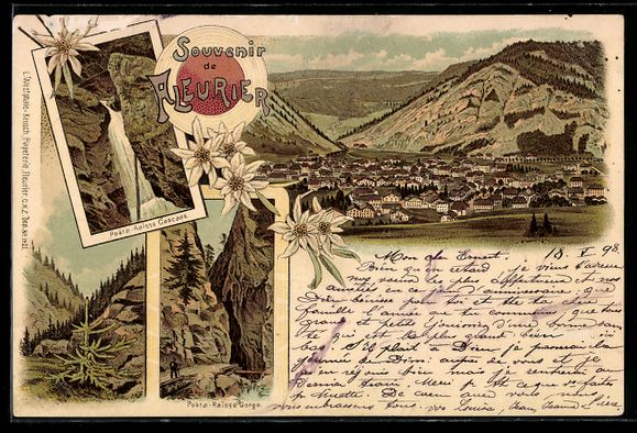 Cartoline postali: Litho Fleurier, Vue générale et vues d – Usato da Berlin venduto da bartko-reher