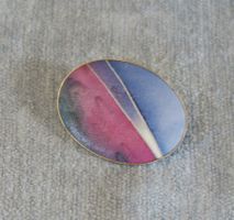 Brosche oval Seidenmalerei