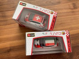 ♥ 2 Burago Race Fussball WM Schweiz - Spielzeugauto Formel 1