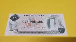 Banknote Guyana 5 Dollars Bank of Guyana 