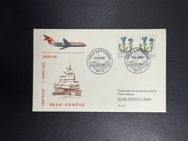 Swissair Erstflugbrief Oslo - Genf 1974