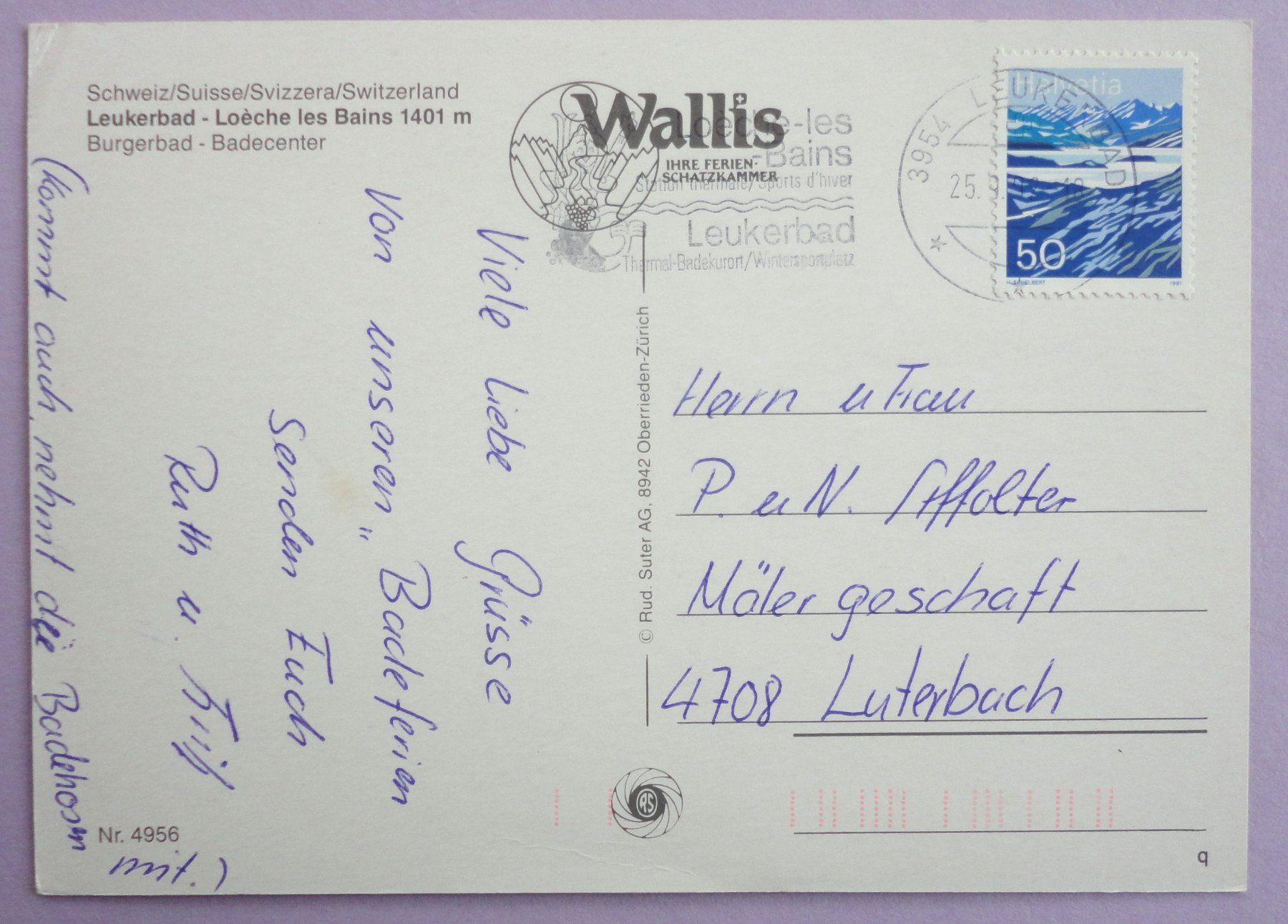 Cartoline postali: Leukerbad 1401 m, Burgerbad - Badecenter – Usato da Fétigny venduto da Billy2miny 1