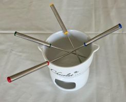 Schoko-Fondue Set 4 Personen, Keramik, neu.