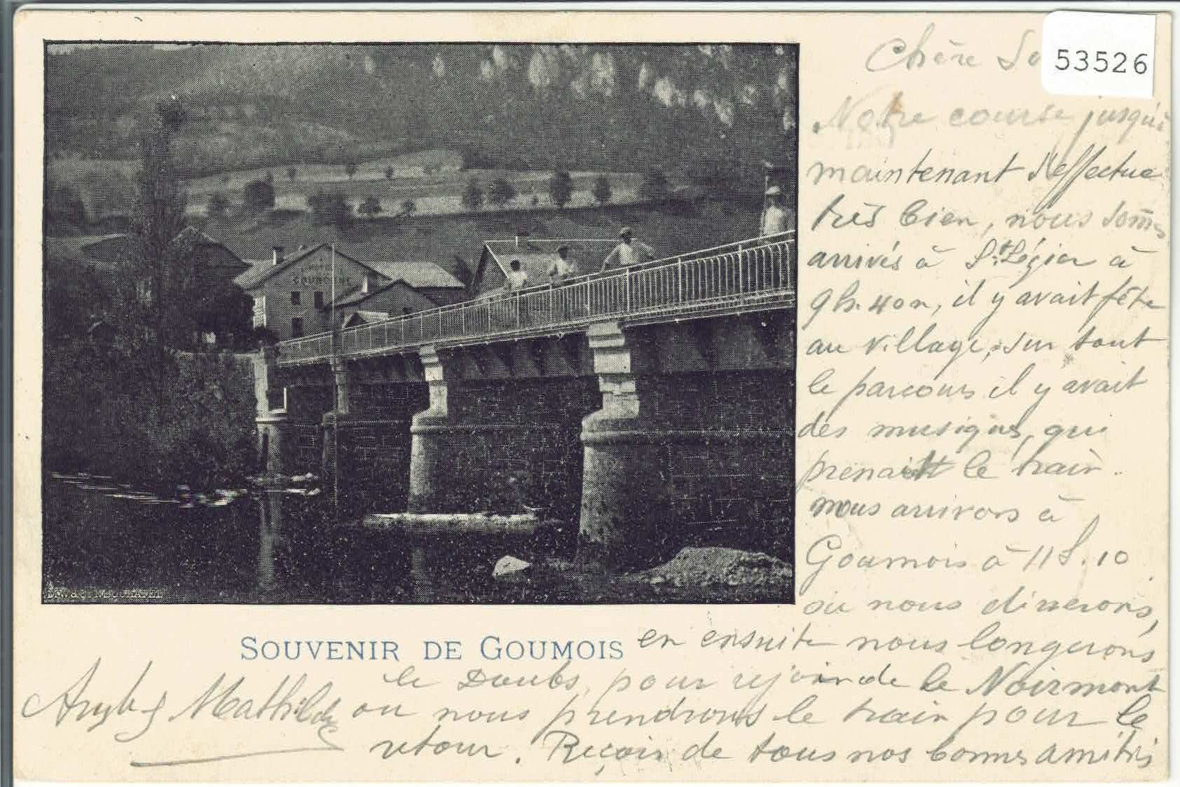 Cartoline postali: Souvemir de Goumois - UPU 1900 – Usato da Ettingen venduto da Kartenplanet